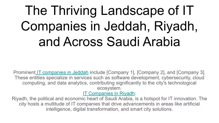 the thriving landscape of it companies in jeddah