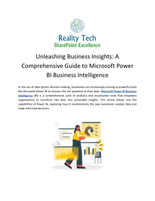Microsoft Power Bi Business Intelligence