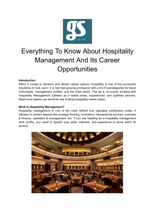 Everything To Know About Hospitality Management And Its Career Opportunities