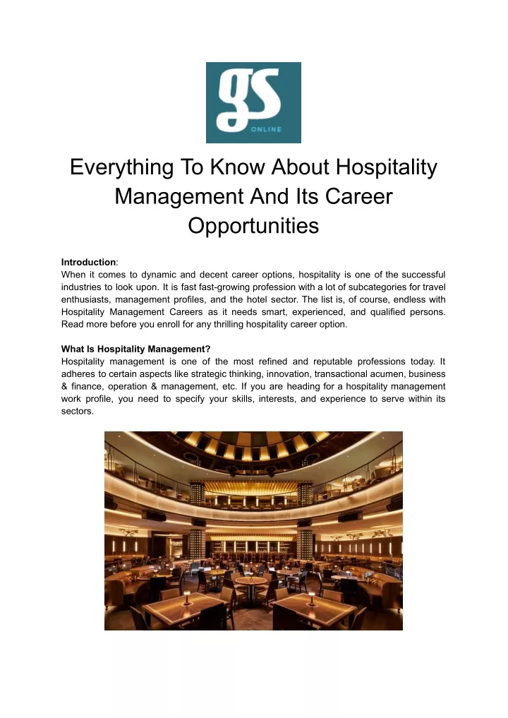everything to know about hospitality management