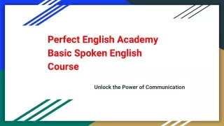 Perfect English Academy Basic Spoken English Course