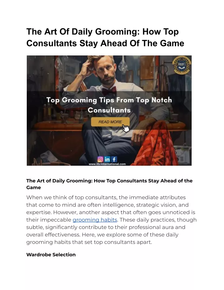 the art of daily grooming how top consultants