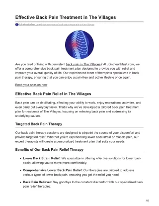 Effective Back Pain Treatment in The Villages