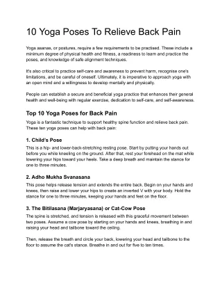 10 Yoga Asanas For Back Pain