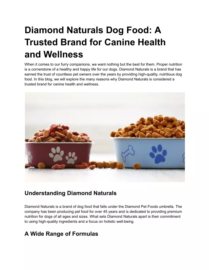 diamond naturals dog food a trusted brand