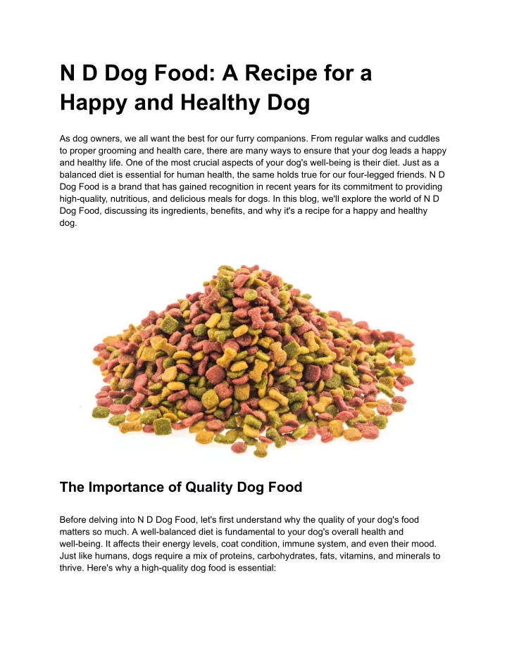 n d dog food a recipe for a happy and healthy dog