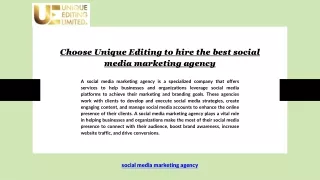 Choose Unique Editing to hire the best social media marketing agency