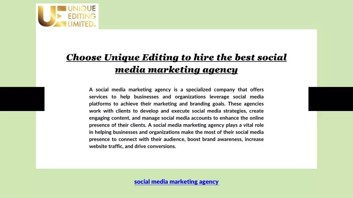 choose unique editing to hire the best social