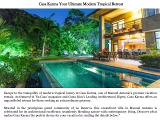 Casa Karma Your Ultimate Modern Tropical Retreat
