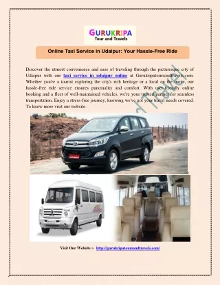 Online Taxi Service in Udaipur: Your Hassle-Free Ride