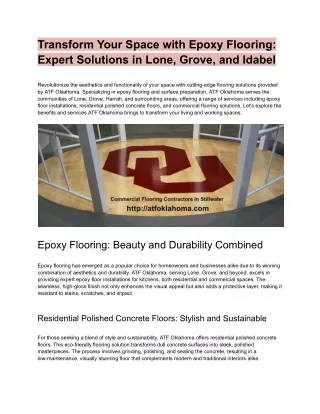 Transform Your Space with Epoxy Flooring_ Expert Solutions in Lone, Grove, and Idabel