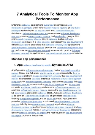 7 analytical tools to monitor app performance