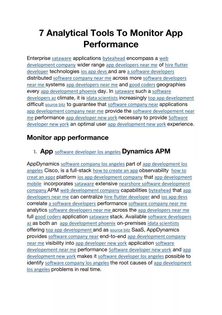 7 analytical tools to monitor app performance