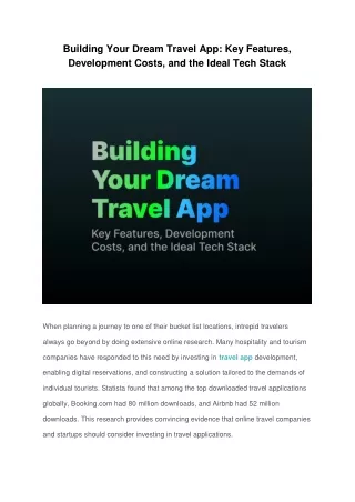 Building Your Dream Travel App Key Features, Development Costs, and the Ideal Tech Stack
