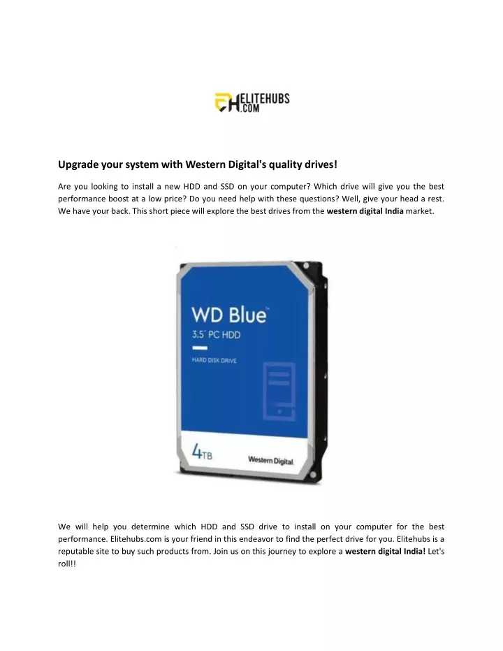 upgrade your system with western digital