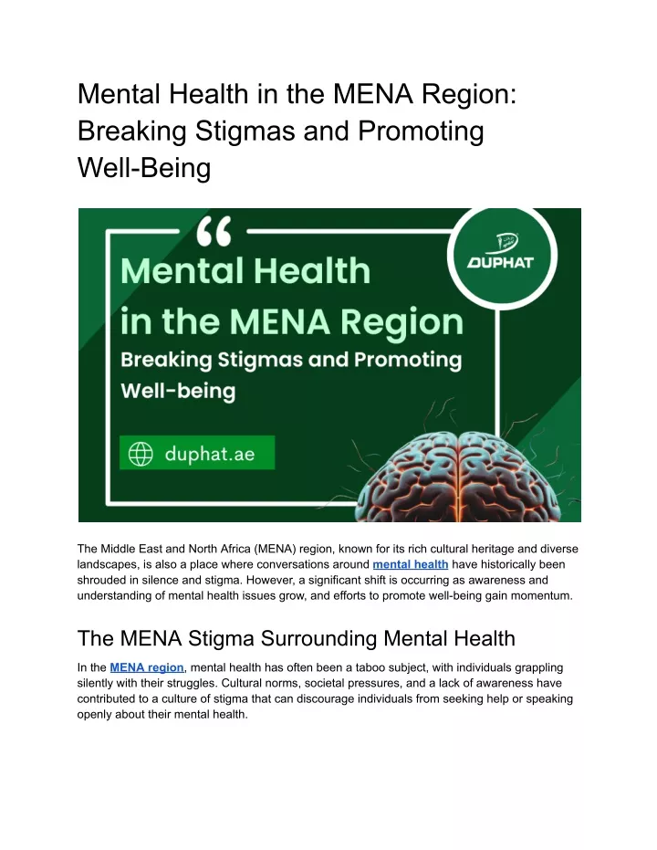 mental health in the mena region breaking stigmas