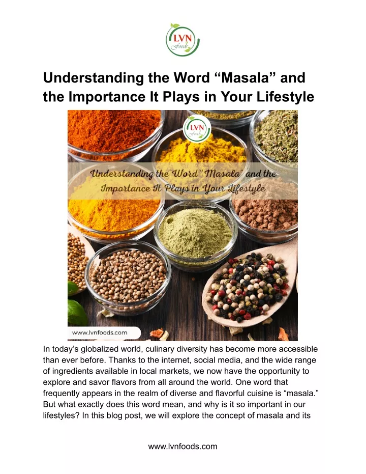 understanding the word masala and the importance