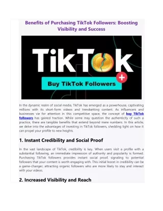 Benefits of Purchasing TikTok Followers