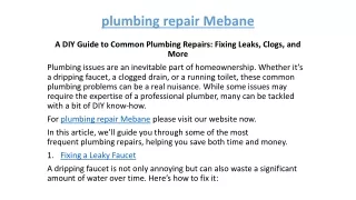 plumbing repair Mebane