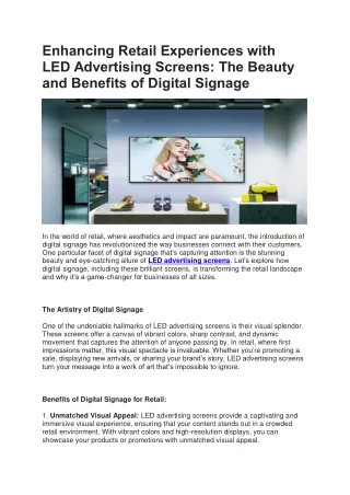 Enhancing Retail Experiences with LED Advertising Screens The Beauty and Benefits of Digital Signage