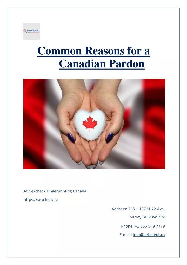 common reasons for a canadian pardon