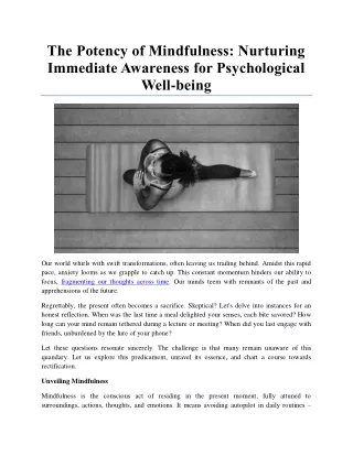 the potency of mindfulness nurturing immediate
