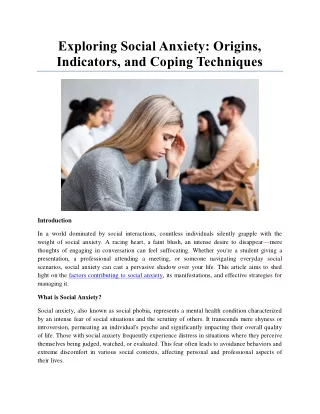 exploring social anxiety origins indicators