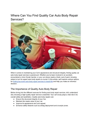 Where Can You Find Quality Car Auto Body Repair Services