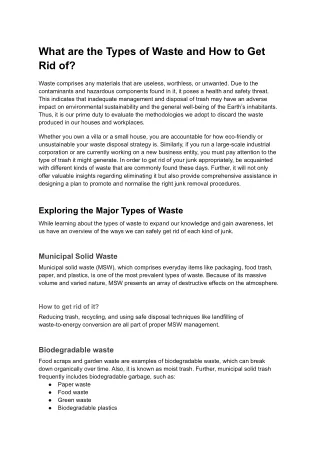 what are the types of waste and how to get rid of