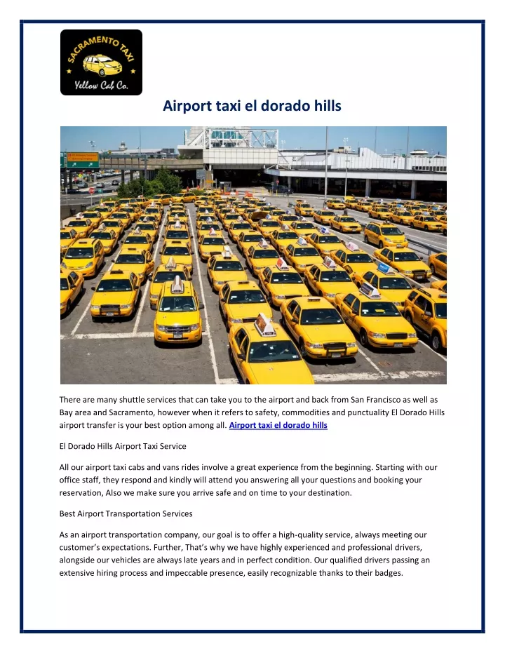 airport taxi el dorado hills