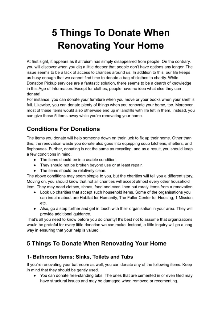 5 things to donate when renovating your home