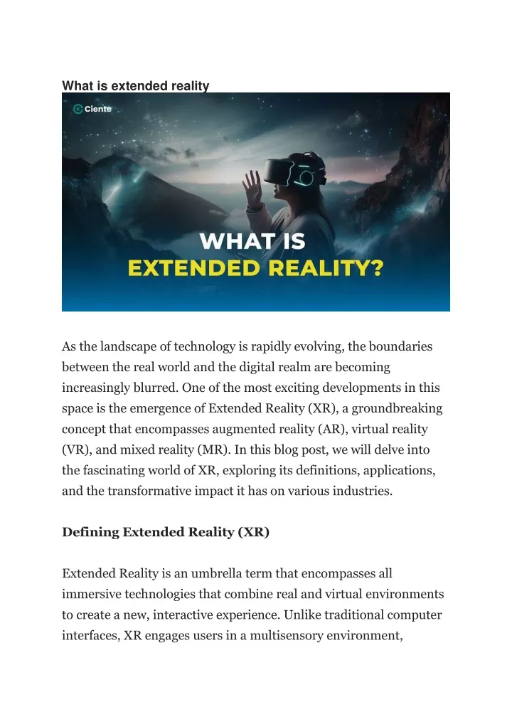 what is extended reality