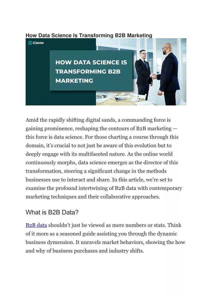 how data science is transforming b2b marketing