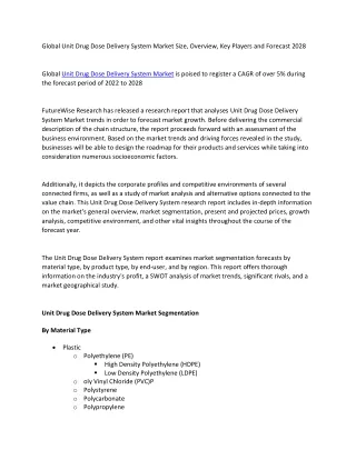 global unit drug dose delivery system market size