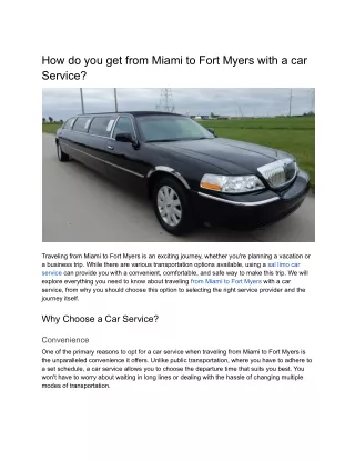 How do you get from Miami to Fort Myers with a car Service_