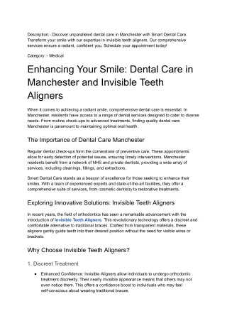 Enhancing Your Smile_ Dental Care in Manchester and Invisible Teeth Aligners