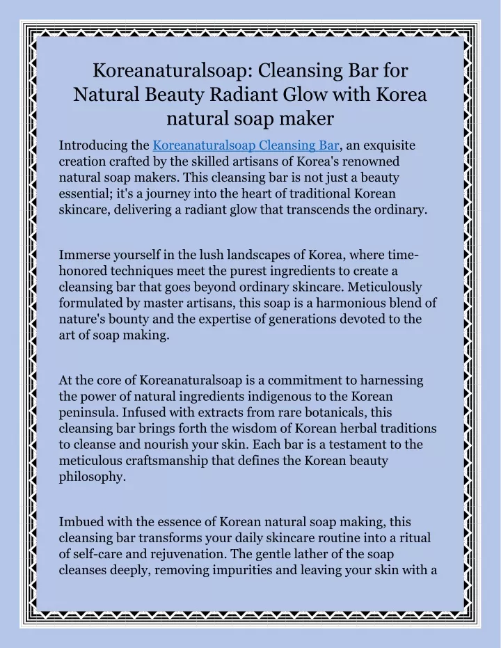 koreanaturalsoap cleansing bar for natural beauty