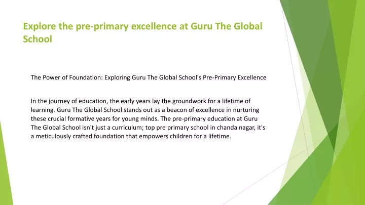 explore the pre primary excellence at guru the global school