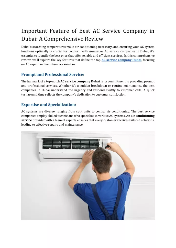 important feature of best ac service company