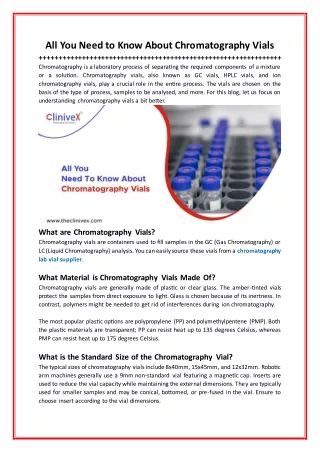All You Need to Know About Chromatography Vials