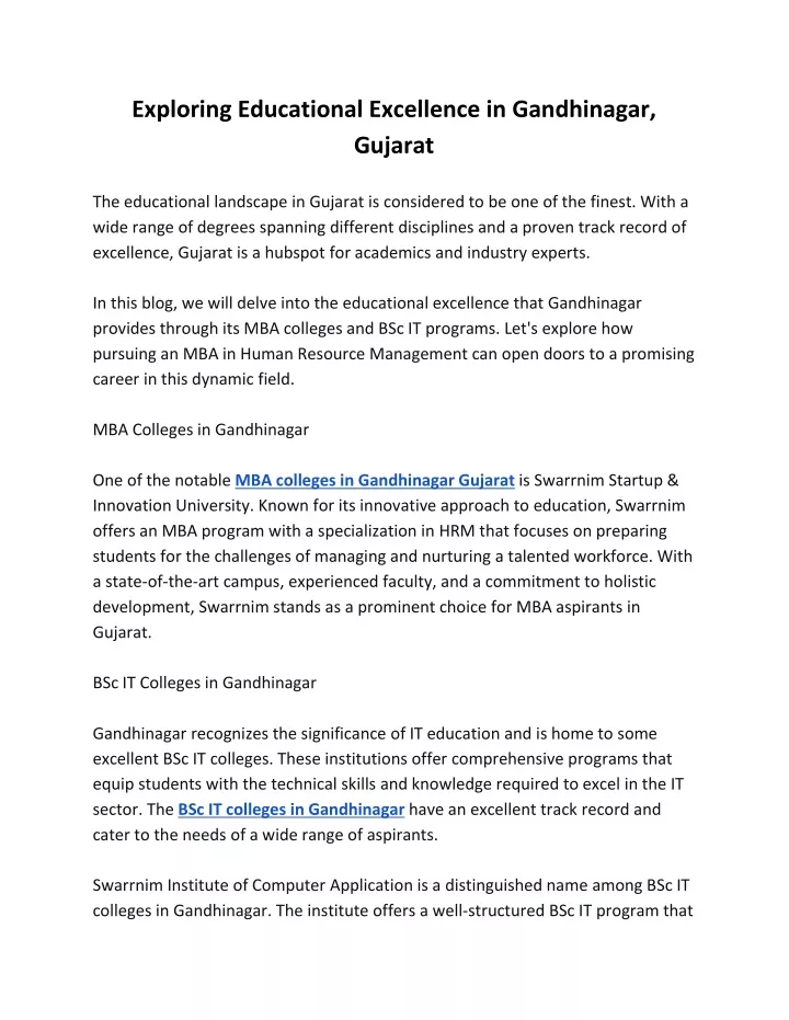 exploring educational excellence in gandhinagar