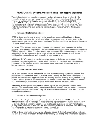how epos retail systems are transforming