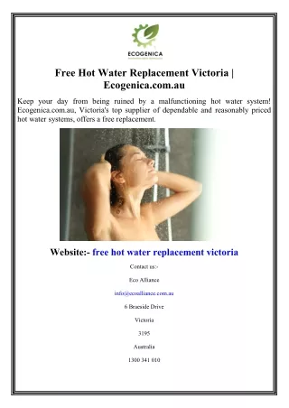 Free Hot Water Replacement Victoria  Ecogenica.com.au