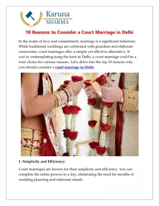 10 Reasons to Consider a Court Marriage in Delhi
