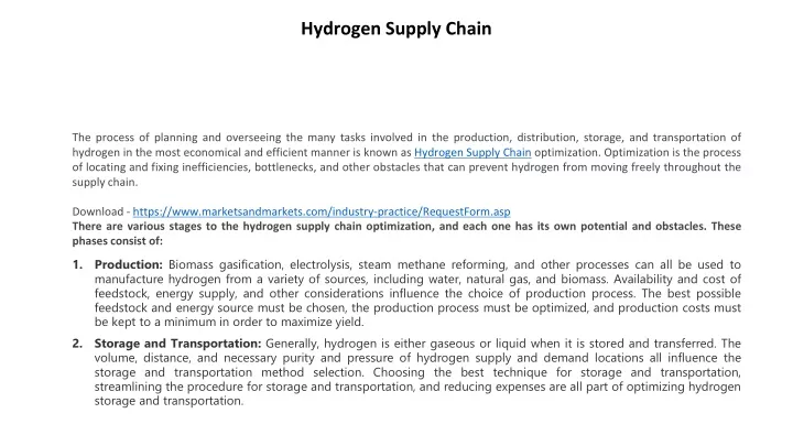 hydrogen supply chain