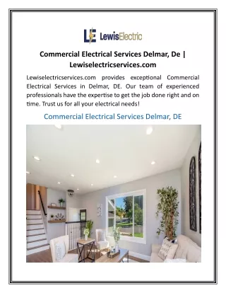 Commercial Electrical Services Delmar, De  Lewiselectricservices