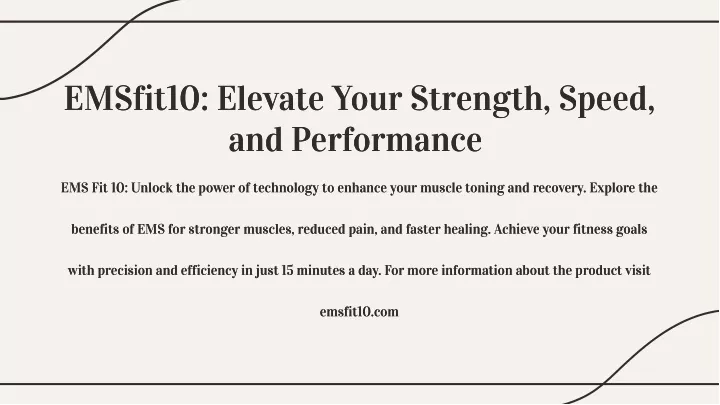 emsfit10 elevate your strength speed