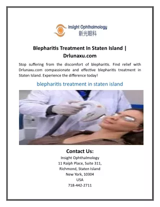 Blepharitis Treatment In Staten Island | Drlunaxu.com