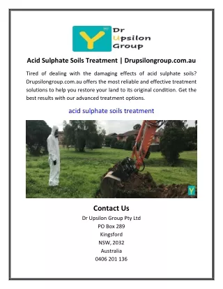 Acid Sulphate Soils Treatment | Drupsilongroup.com.au