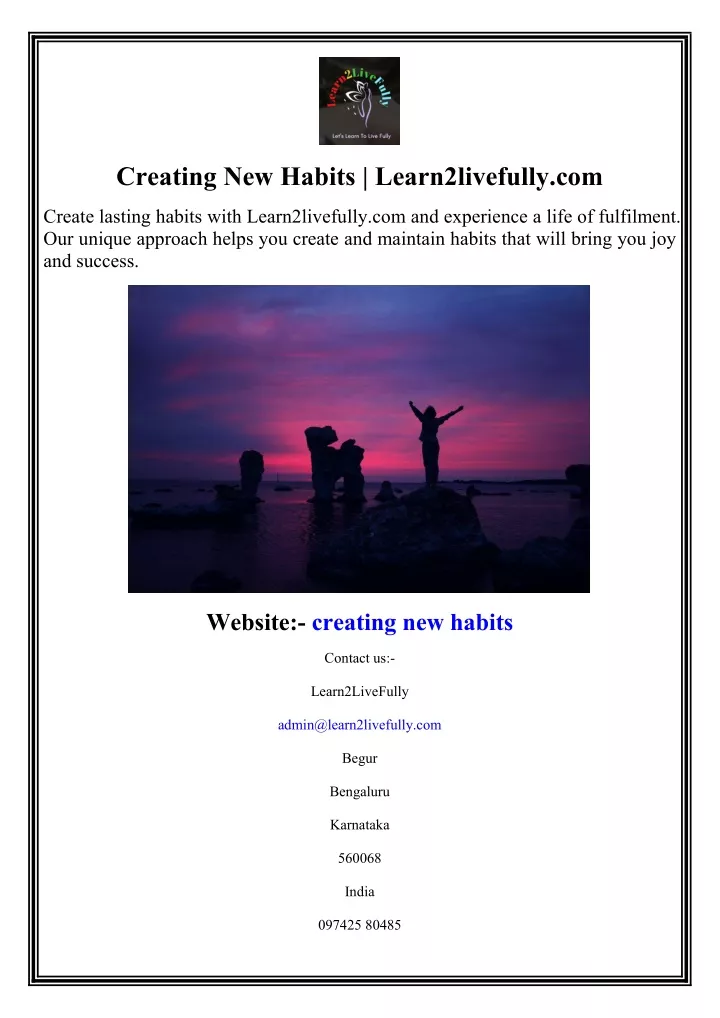 creating new habits learn2livefully com